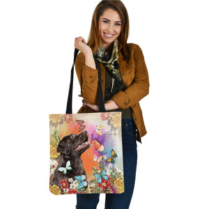 Labrador Retriever 1 And Butterflies-Cloth Tote Bag