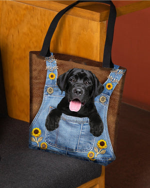 Labrador Retriever And Sunflower-Cloth Tote Bag