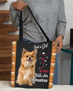 Long Hair Chihuahua In Love-Cloth Tote Bag