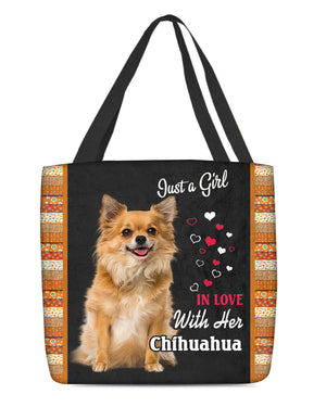 Long Hair Chihuahua In Love-Cloth Tote Bag