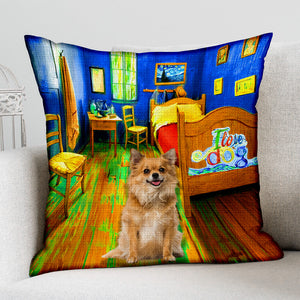 Long Hair Chihuahua In the Bedroom-Pillow Case