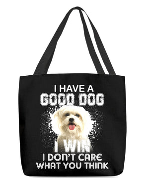 Maltese-I Win Cloth Tote Bag