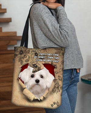 Maltese-Torn Cloth Tote Bag