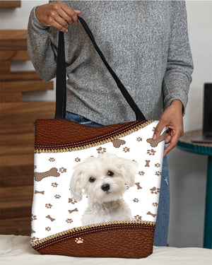 Maltese-Zipper Texture-Cloth Tote Bag