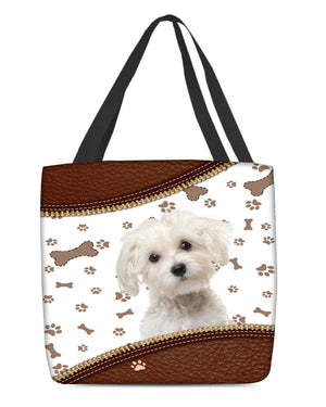 Maltese-Zipper Texture-Cloth Tote Bag