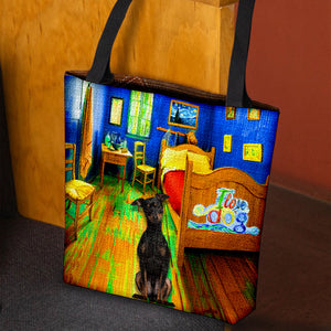 Miniature Pinscher in the bedroom-Cloth Tote Bag