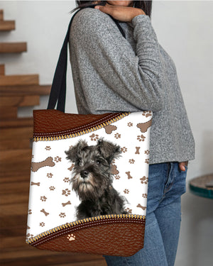 Miniature Schnauzer-Zipper Texture-Cloth Tote Bag