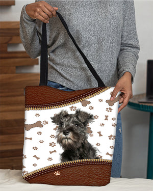 Miniature Schnauzer-Zipper Texture-Cloth Tote Bag