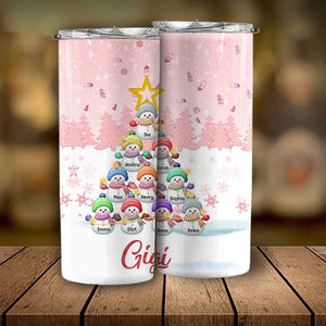 Personalized Snowman Kid Pink Sky Skinny Tumbler