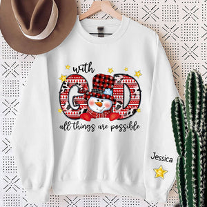 With God All Things are Possible Snowman Personalized Sweatshirt