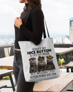 Otter-Bite Me Button-Cloth Tote Bag