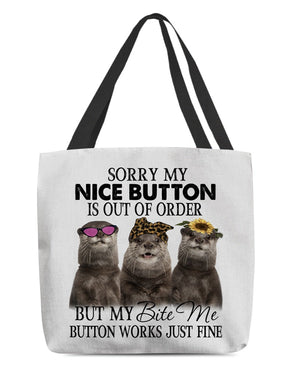 Otter-Bite Me Button-Cloth Tote Bag