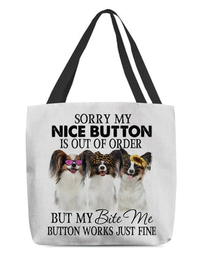 Papillon-Bite Me Button-Cloth Tote Bag