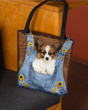 Papillon And Sunflower-Cloth Tote Bag