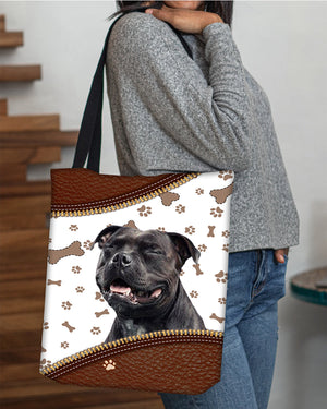 Pitbull black-Zipper Texture-Cloth Tote Bag