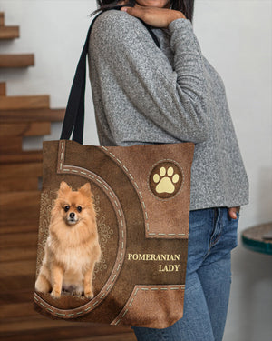 Pomeranian-Lady&Dog Cloth Tote Bag