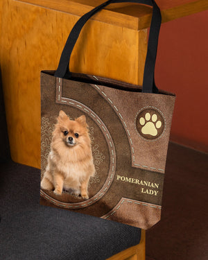 Pomeranian-Lady&Dog Cloth Tote Bag