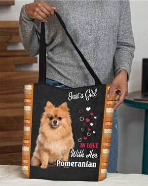 Pomeranian In Love-Cloth Tote Bag