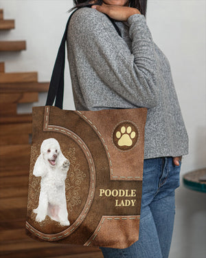 Poodle 2-Lady&Dog Cloth Tote Bag