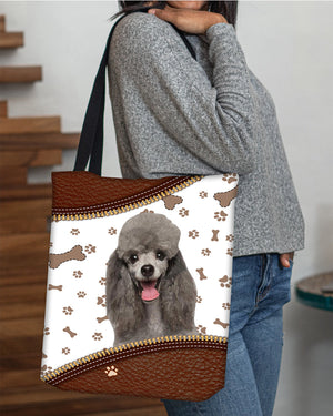 Poodle4-Zipper Texture-Cloth Tote Bag