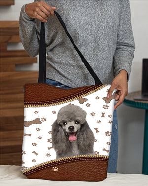 Poodle4-Zipper Texture-Cloth Tote Bag