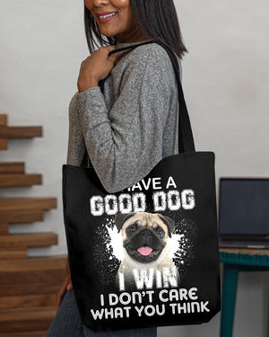 Pug-I Win Cloth Tote Bag