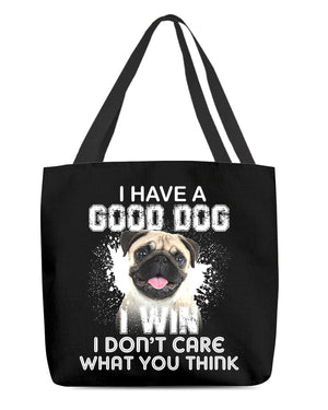 Pug-I Win Cloth Tote Bag