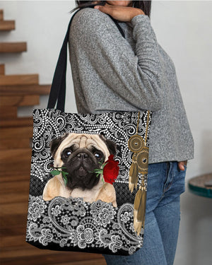 Pug-Rose Cloth Tote Bag