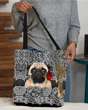 Pug-Rose Cloth Tote Bag