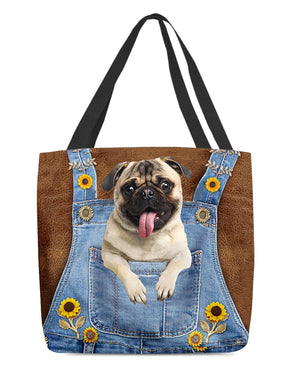 Pug1 And Sunflower-Cloth Tote Bag