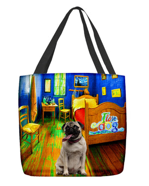 Pug in the bedroom 2-Cloth Tote Bag