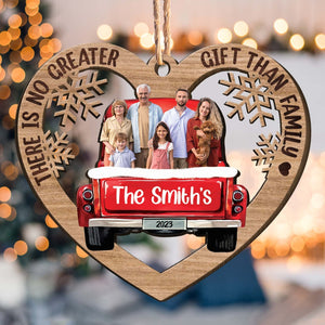 Red Truck Christmas Family Custom Photo - Personalized Ornament