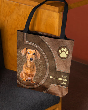 Red Dachshund-Lady&Dog Cloth Tote Bag