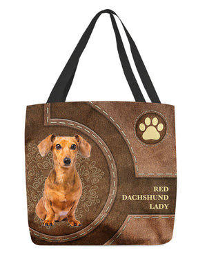 Red Dachshund-Lady&Dog Cloth Tote Bag