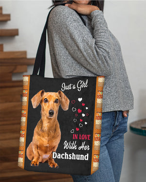 Red Dachshund  In Love-Cloth Tote Bag