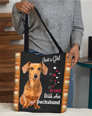 Red Dachshund  In Love-Cloth Tote Bag