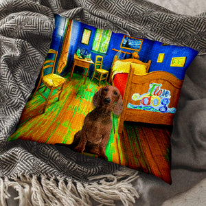 Red Dachshund In the Bedroom-Pillow Case