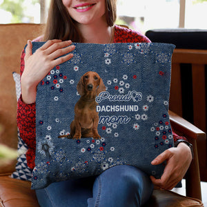 Red Dachshund Pround Mom-Pillow Case