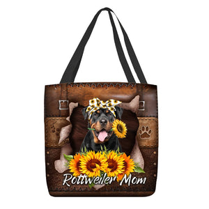 Rottweiler-Sunflower&Dog Mom Cloth Tote Bag