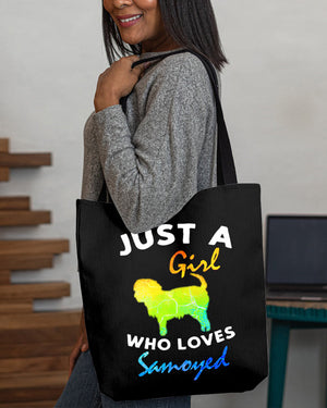 Samoyed-Just A Girl-Cloth Tote Bag