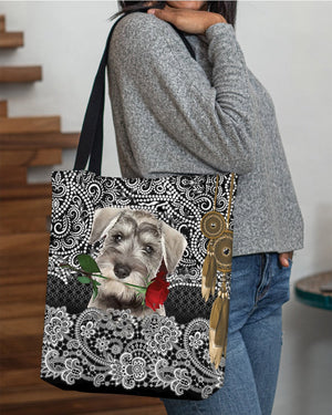 Schnauzer-Rose Cloth Tote Bag