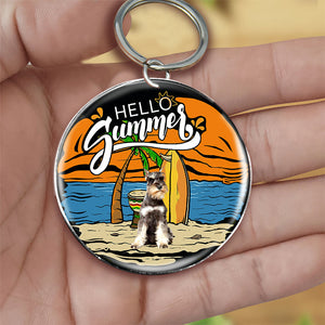 Schnauzer 1 Hello Summer-Round Resin Epoxy Metal Keychain