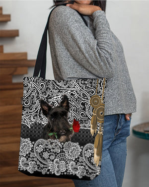 Scottish Terrier-Rose Cloth Tote Bag