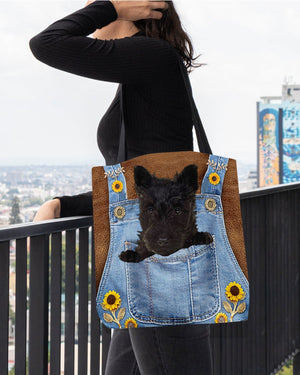 Scottish Terrier And Sunflower-Cloth Tote Bag