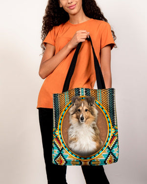 Shetland Sheepdog-Ethnic Style Cloth Tote Bag