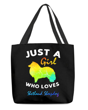 Shetland Sheepdog-Just A Girl-Cloth Tote Bag