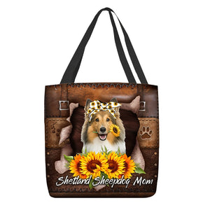 Shetland Sheepdog-Sunflower&Dog Mom Cloth Tote Bag