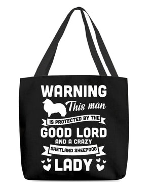 Shetland Sheepdog Crazy lady Cloth Tote Bag