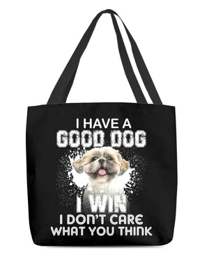 Shih Tzu 2-I Win Cloth Tote Bag