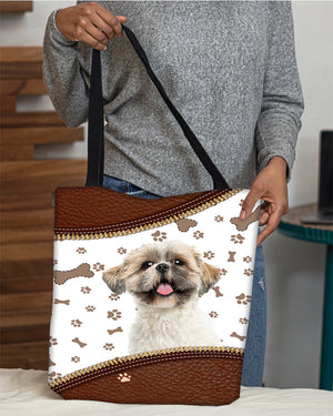 Shih Tzu(3)-Zipper Texture-Cloth Tote Bag